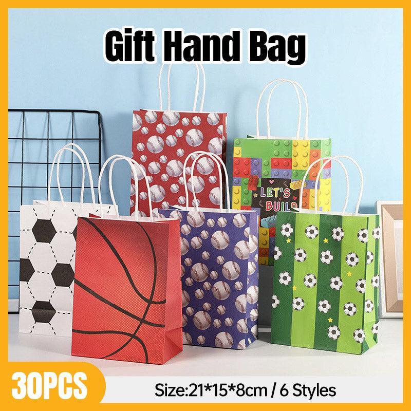 V528-BLUE-TENNIS-BALL-30PCS-988259-202510010027-00 30PCS Fashion Ball Kraft Paper Gift Bag Festivals gift tote bag Party Favor Bag - Blue-Tennis-Ball-30pcs - Image 1