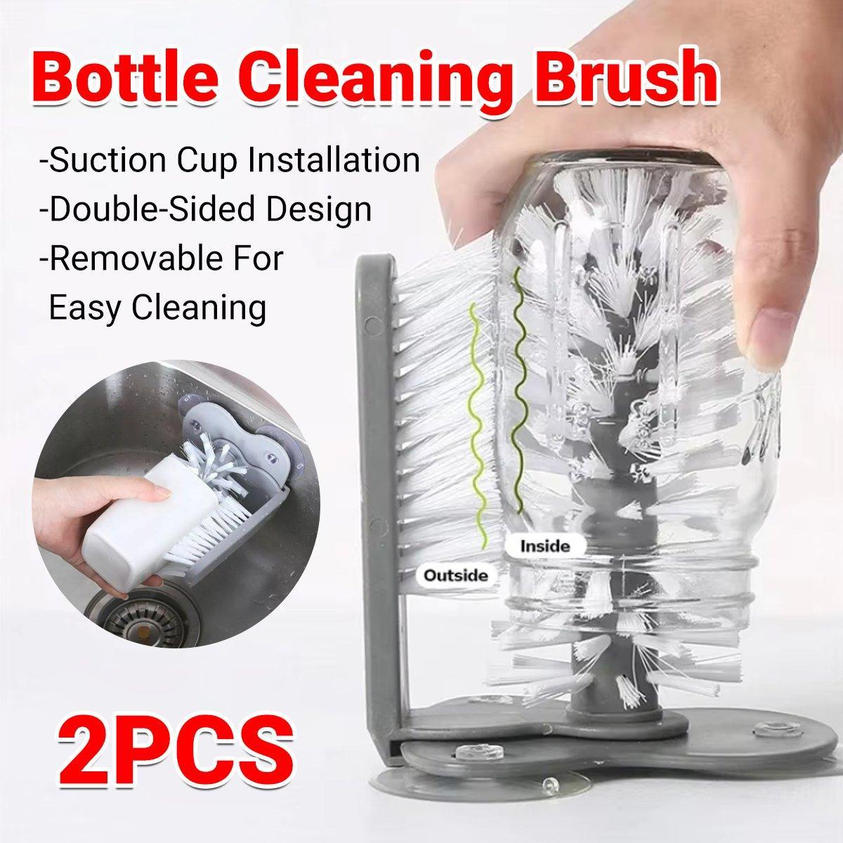 V528-BOTTLE-SCRUBBER-2PCS-508112-202509250953-00 Sink Water Bottle Cleaning Brush Glass Cup Brush Suction Cup Brush Kitchen Tool - Image 1