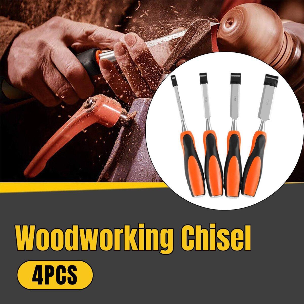 V528-CARPENTER-CHISEL-4PCS-609894-202509251326-00 4PCS Woodworking Chisel Set Manual Carving Tools for Wood Craft DIY Projects - Image 1