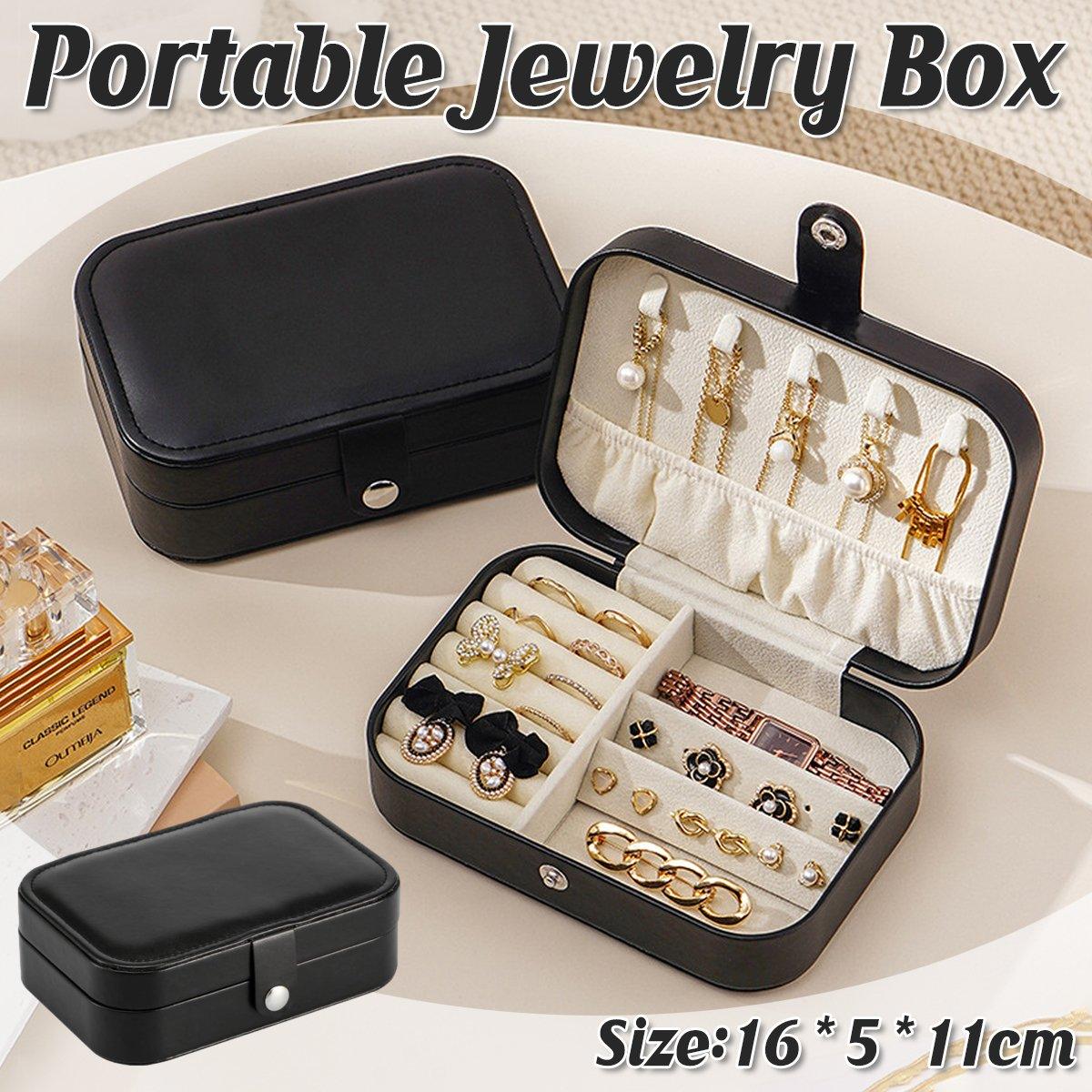 V528-CASKET-BLACK-258741-202509251510-00 Black Travel Portable Jewelry Box Minimalist Jewelry Organizer Storage Case - Image 1