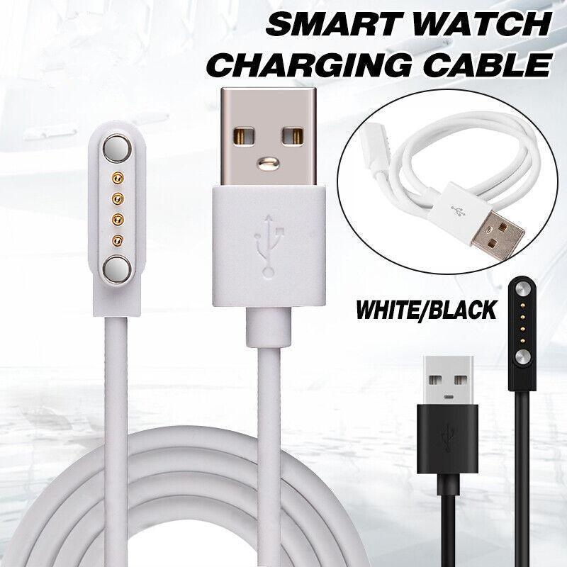 V528-CHARGINGCABLE-BLACK-388781-202509301954-00 Universal Smart Watch Bracelet Charging Cable 4-Pin 2.54 Snap-on Charger Cords - Black - Image 1