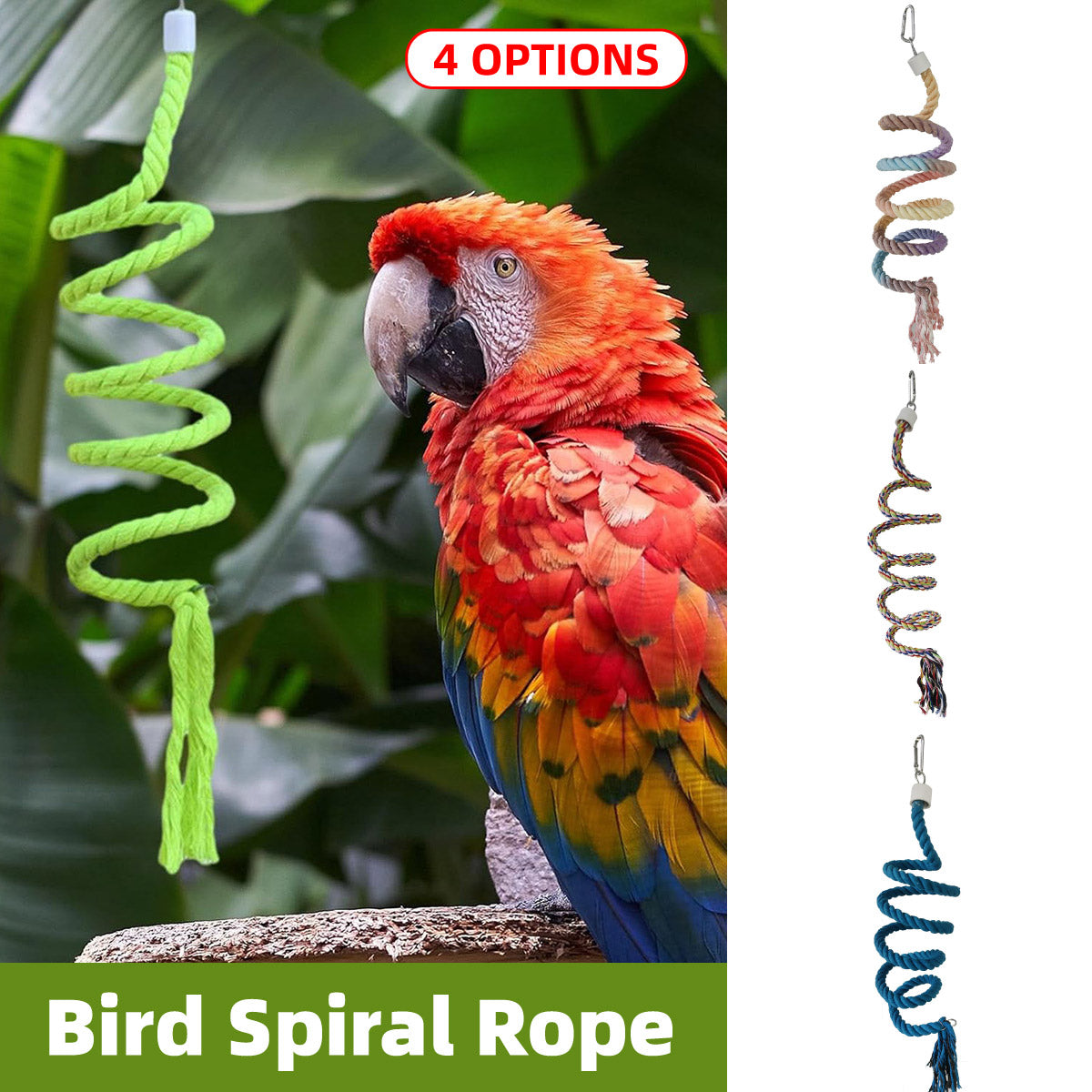 V528-CLIMBING-ROPE-JBS-330880-202510010645-00 Bird Climbing Rope Toy Cotton Spiral Ladder Parrot Cage Hanging Swing Pet Toy - Gradient colour - Image 1