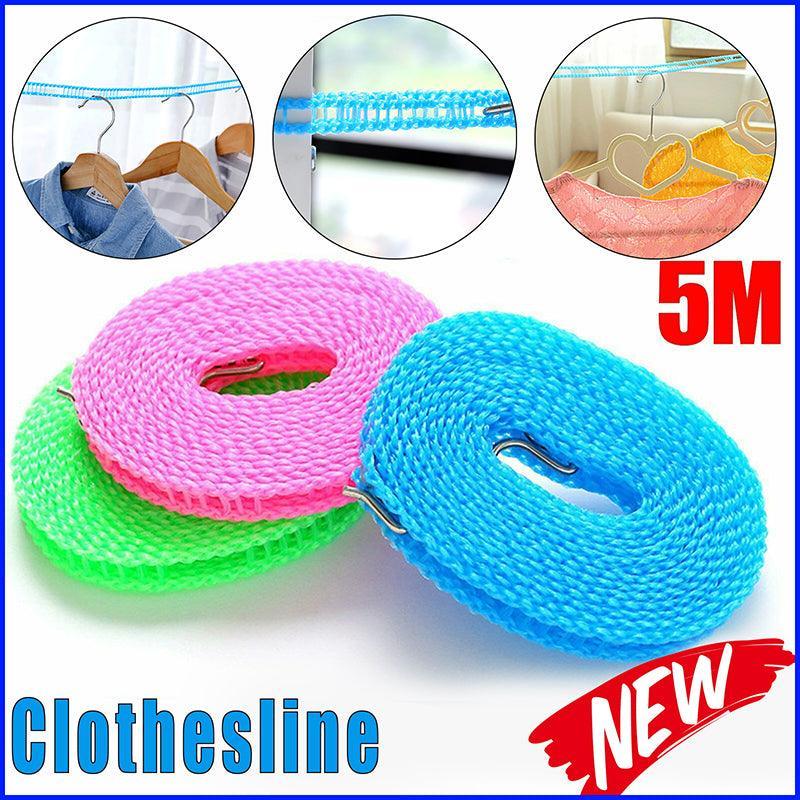 V528-CLOTHESLINE-GREEN-5M-025441-202509251446-00 Portable 5M Travel Clothes Line Washing Rope Non Slip Airer Laundry Clothesline - Green - Image 1