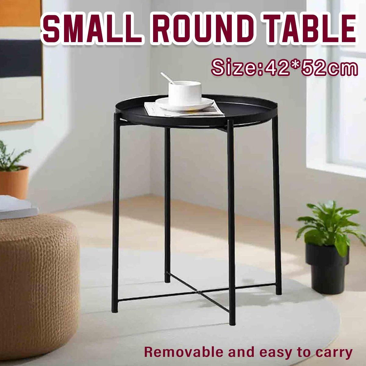 V528-COFFEE-TABLE-BLACK-862547-202509291737-00 Small Coffee Table Simple Tray Mini Round Table Compact Side Table Living Room - Image 1