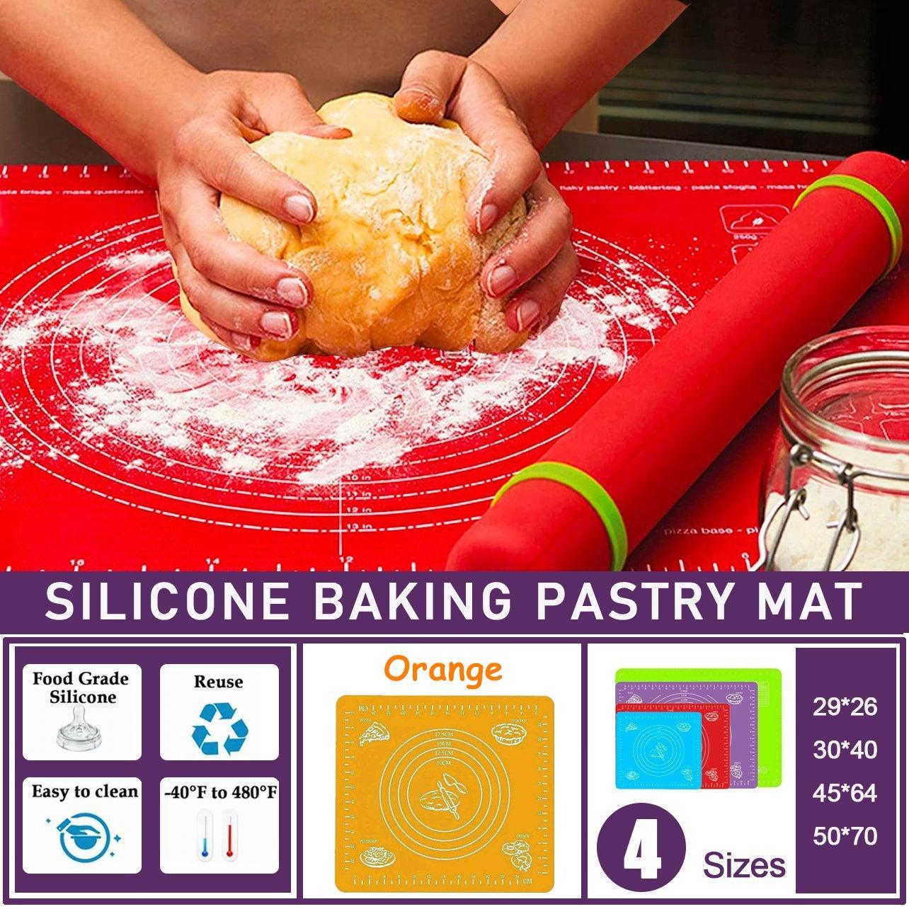V528-COLOUR-ORANGE-SIZE-29-26CM39106-202509301636-00 Orange Reusable Non-Stick Silicone Rolling Dough Mat Cake Pastry Baking Fondant Sheet - 29*26cm - Image 1