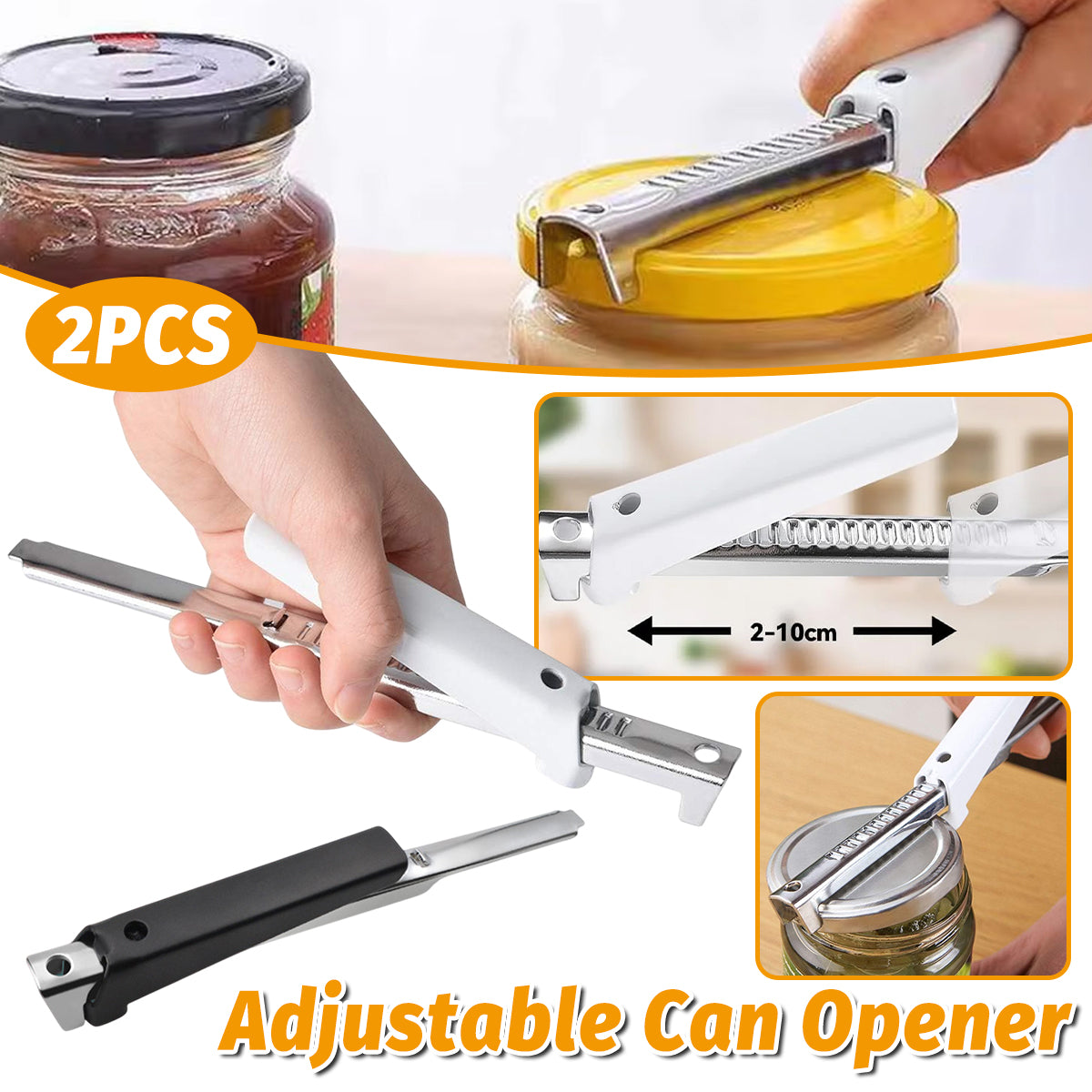 V528-CORKSCREW-2PCS-668842-202509291909-00 Adjustable Can Opener 2PCS Jar Bottle Cap Screw Lid Remover Tool for Kitchen Use - Image 1