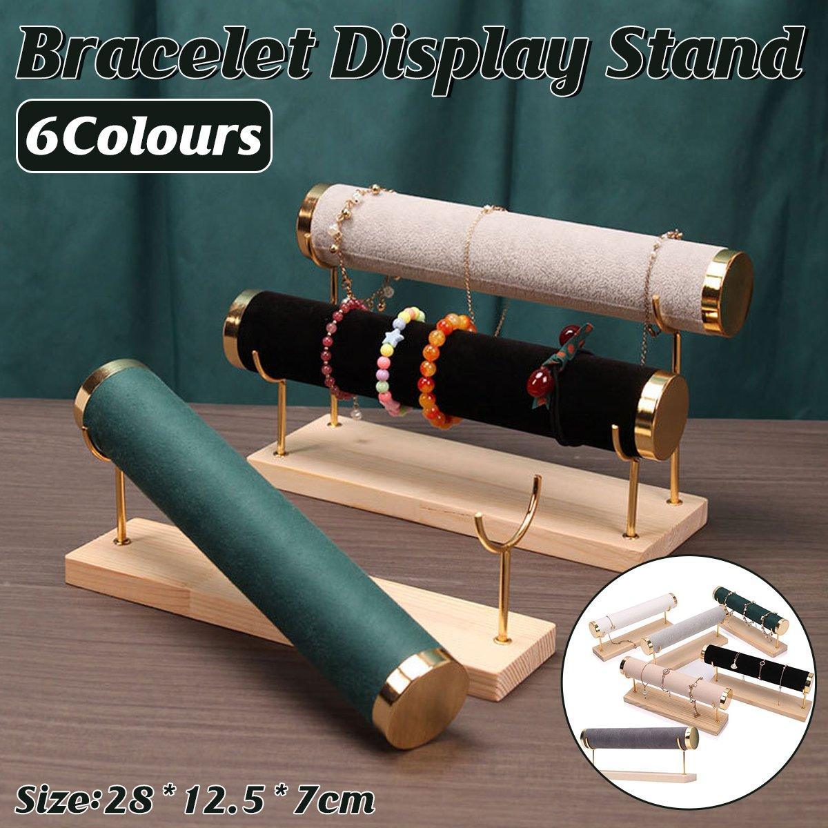 V528-DISPLAY-STAND-DARK-GREY-346211-202509302036-00 Wooden Bracelet Display Stand Single Tier Watch Bangle Holder Organizer Jewelry - Dark Grey - Image 1