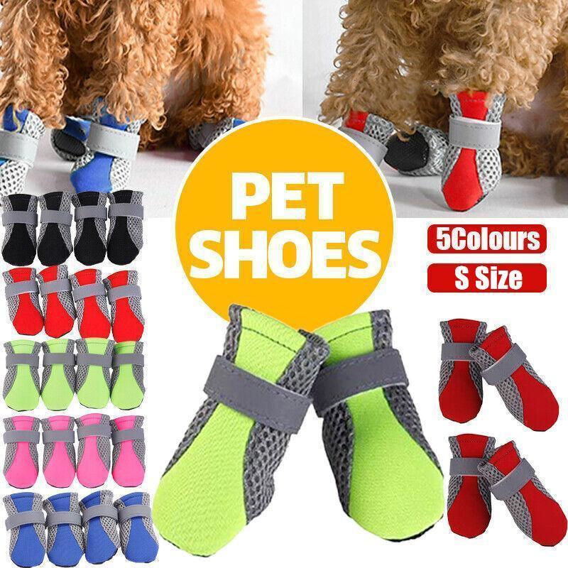 V528-DOGSHOE-BLACK-S-84096-202510010936-00 4PCS S Size Anti Slip Waterproof Protective Dog Shoes Rain Boots Pet Socks Booties - Black - Image 1