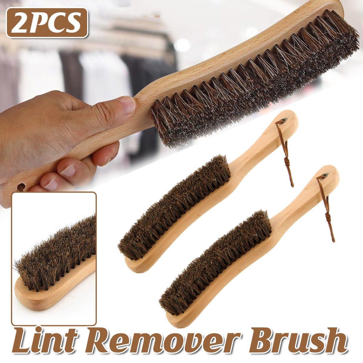 V528-DUSTING-BRUSH-2PCS-690803-202509250925-00 2PCS Wooden Handle Horsehair Clothes Brush Dust Remover Household Cleaning Brush - Image 1