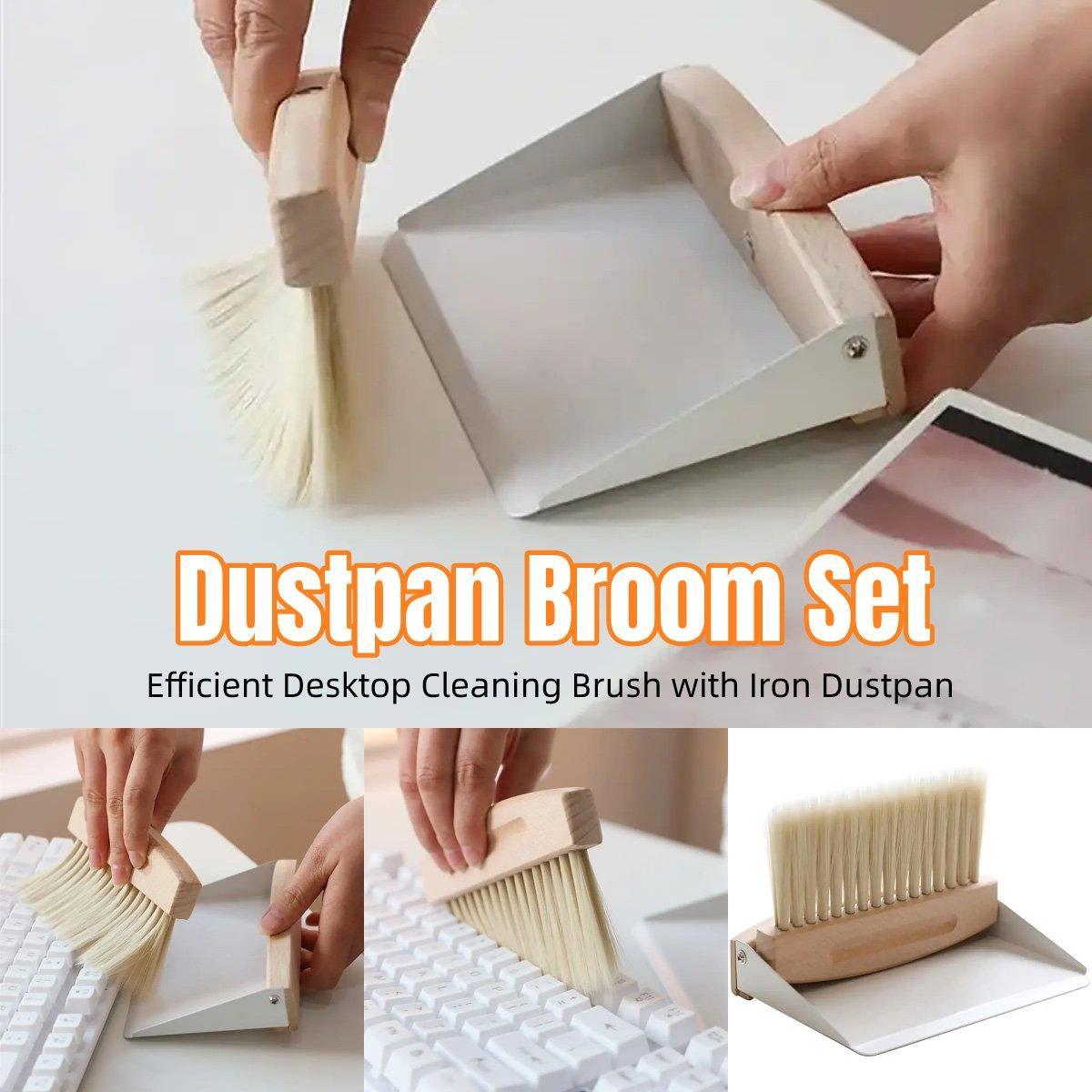 V528-DUSTPAN-WHITE-615733-202509251430-00 Mini White Brush Broom with Dustpan Car Desk Table Keyboard Cleaning Portable - Image 1