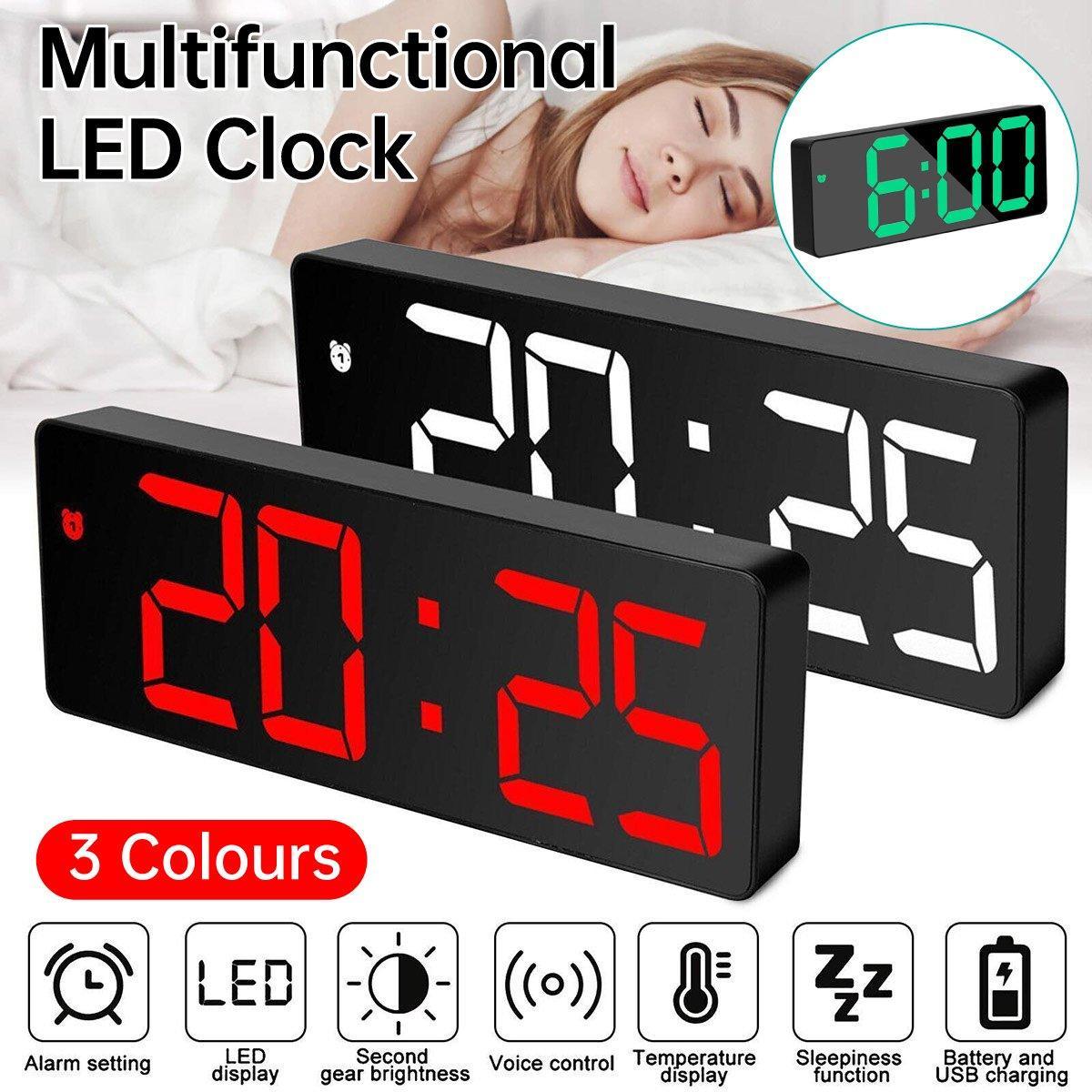 V528-ELECTRONIC-CLOCK-WHITE-792517-202510010409-00 LED Digital Alarm Clock Large Display Dual Power Options Home Office Decor - White - Image 1