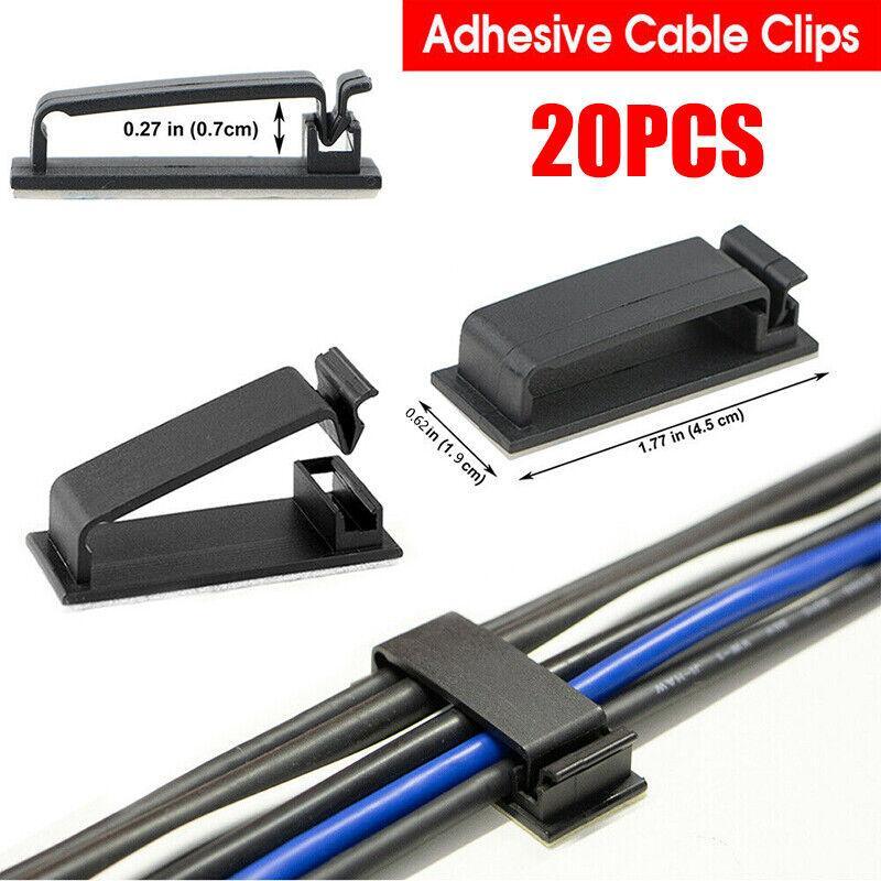 V528-FIEDWIRECLIP-20PCS-87518-202509251045-00 Adhesive Cable Clips Management Clamp Wire Organiser Rectangle Tidy Desk Holder - Image 1