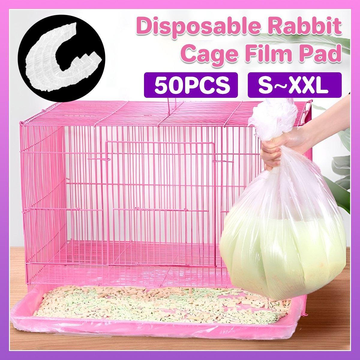 V528-FILM-PAD-S-587640-202510011018-00 50Pcs Rabbit Cage Liners Disposable Plastic Mat Films Hamster Cage Cleaning Pad - S-50PCS - Image 1