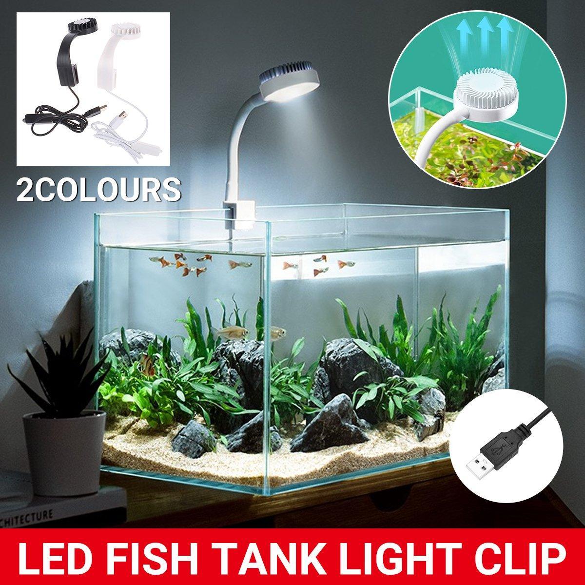 V528-FLOODLIGHT-BLACK-331851-202510011027-00 Small LED Fishbowl Aquarium Light Clip On Aquarium Plant Lighting Fish Tank Lamp - Black - Image 1