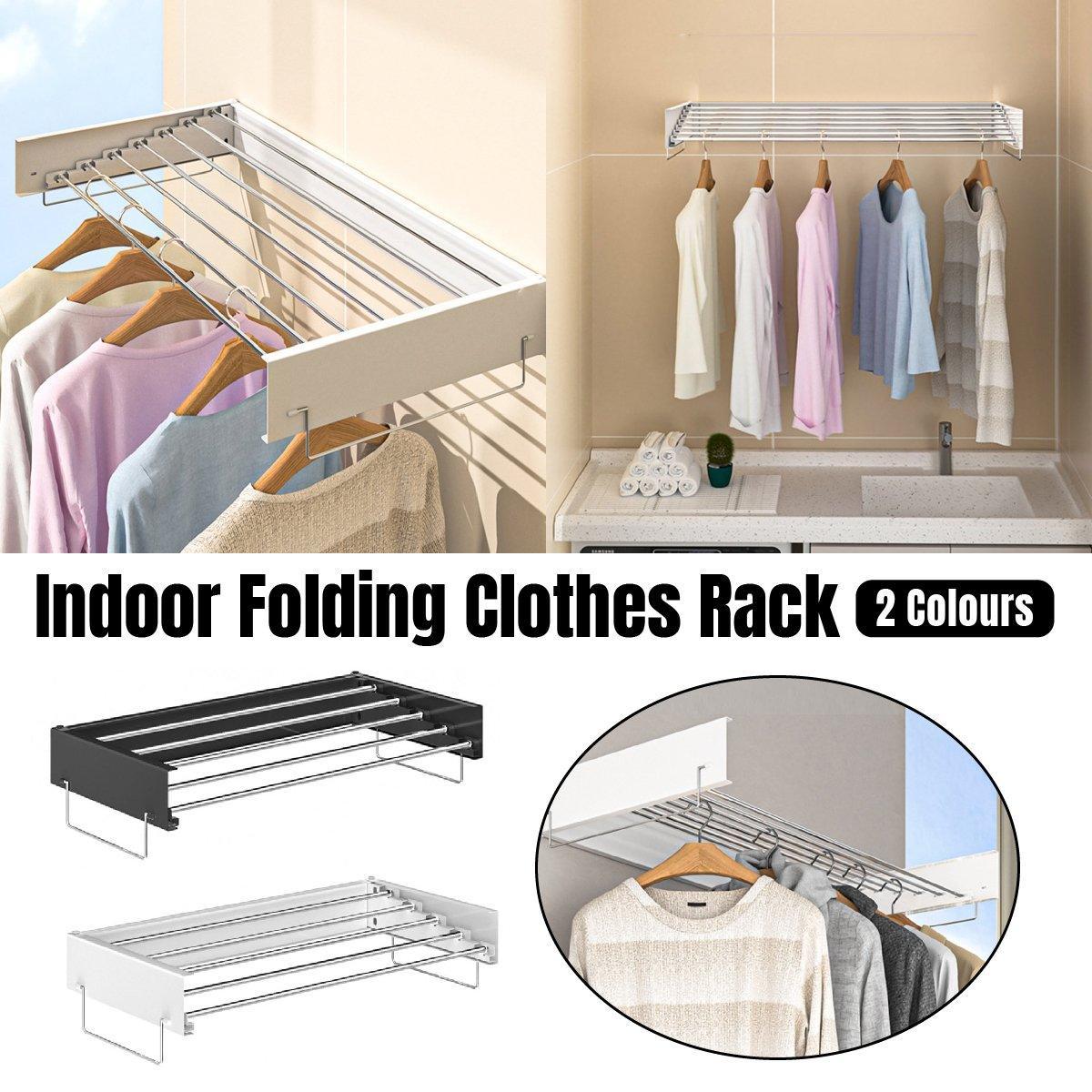 V528-FOLDING-HANGER-WHITE-80CM-252769-202509301718-00 Foldable Wall Hanging Clothes Drying Rack Invisible Balcony Towel Laundry Rack - White - Image 1