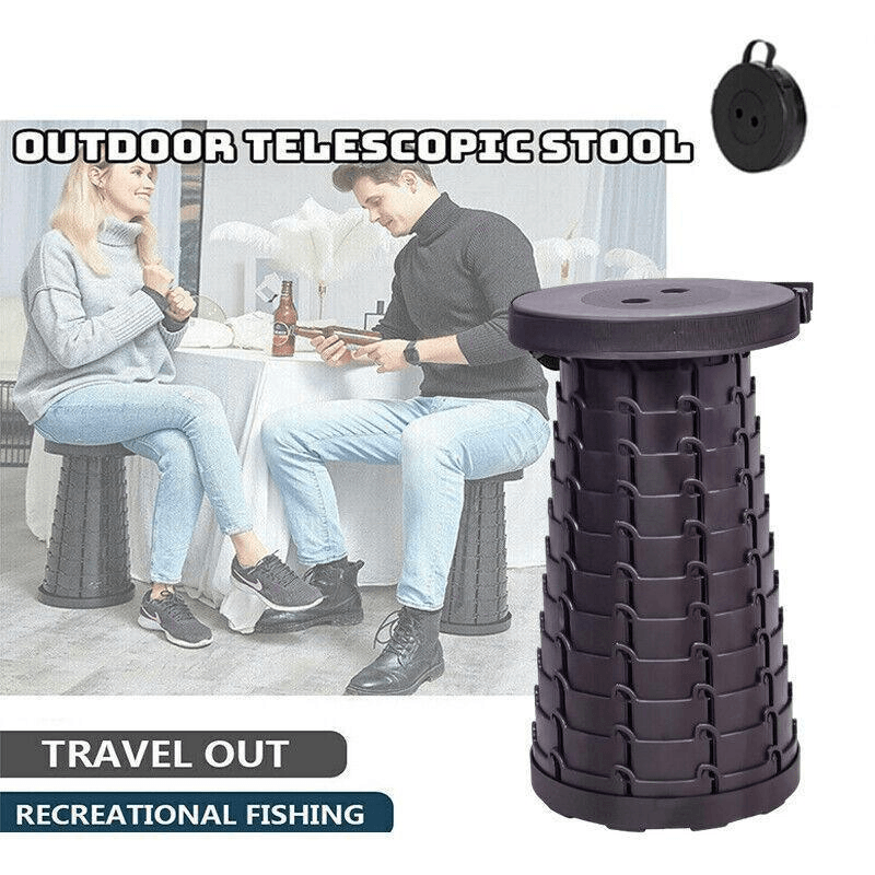V528-FOLDINGSTOOL-BLACK-745210-202509250945-00 Folding Stool Seat Portable Retractable Telescopic Camping Fishing Travel Chair - Image 1