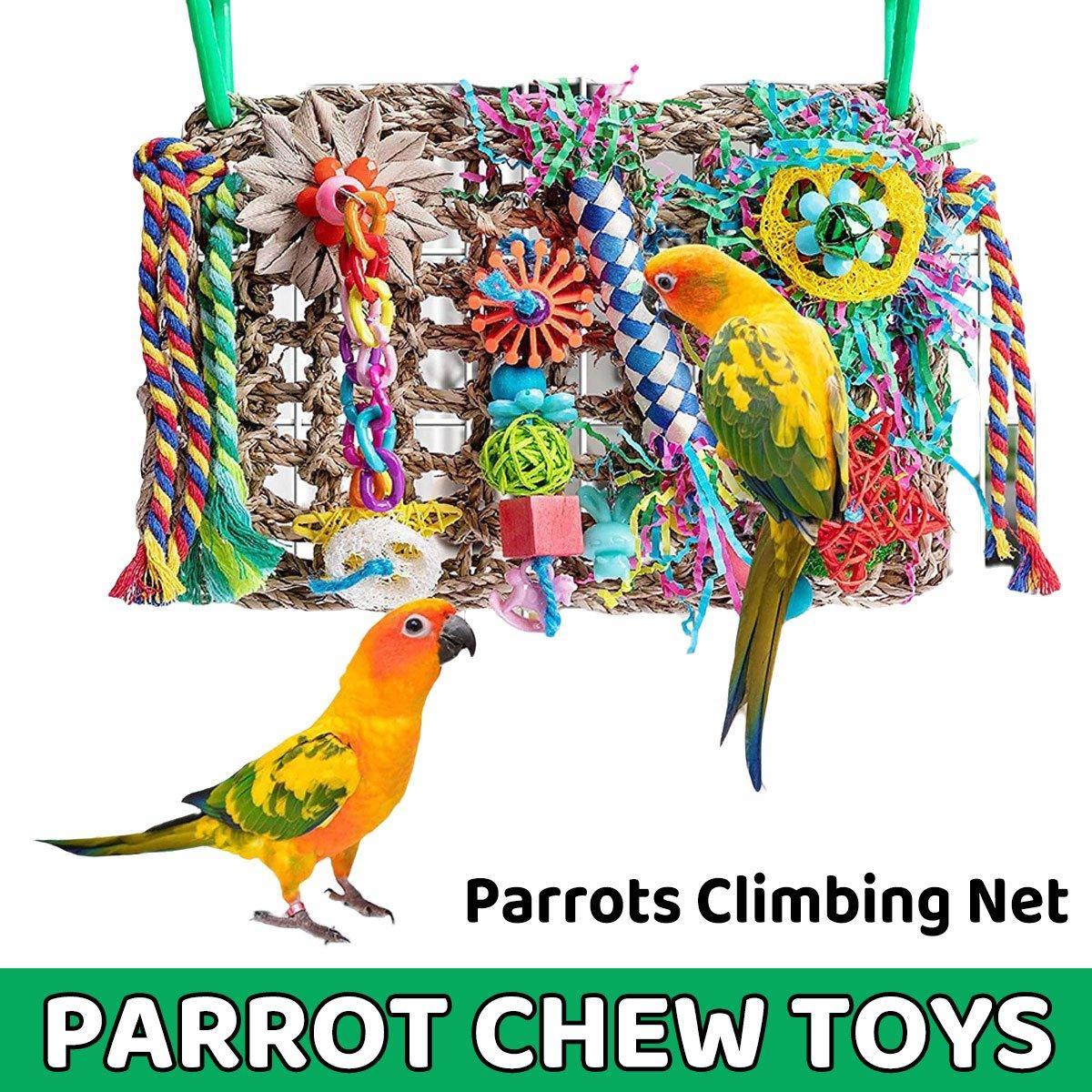 V528-GNAWING-TOY-297684-202509251220-00 Parrot Gnawing Toys Woven Grass Nets Colourful Chewing Bird Cage Play - Image 1