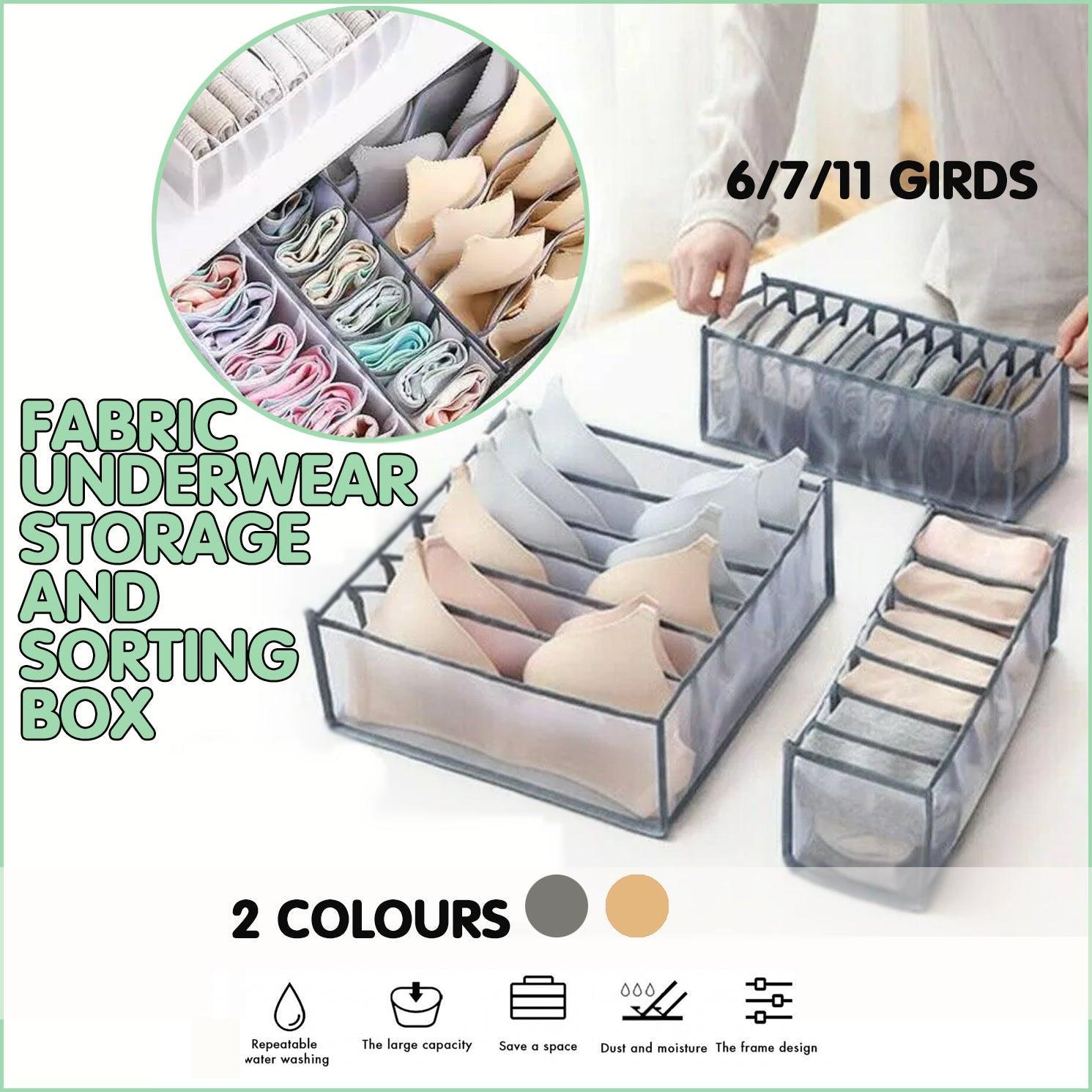 V528-GREYWITH11BOES-655852-202510011209-00 Foldable Drawer Organizer Divider Bra Sock Underwear Storage Closet Wardrobe - White with 11 Boxes - Image 1