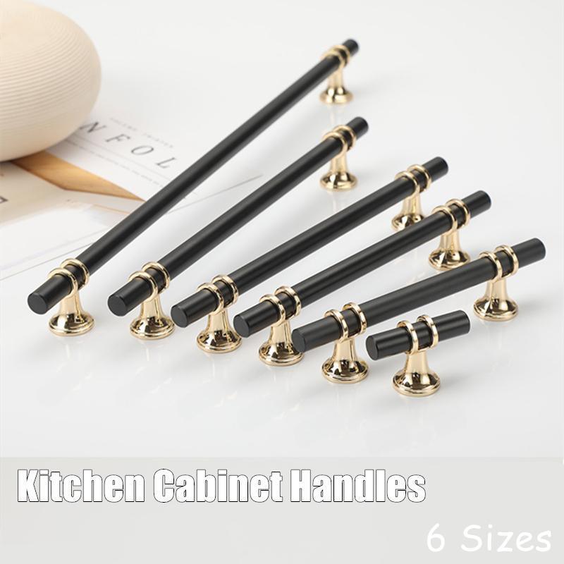 V528-HANDLE-BLACK-192MM-87153-202509301509-00 Black Gold Design Kitchen Cabinet Handles Drawer Bar Handle Pull 96 128 160 192 320MM - 192mm - Image 1