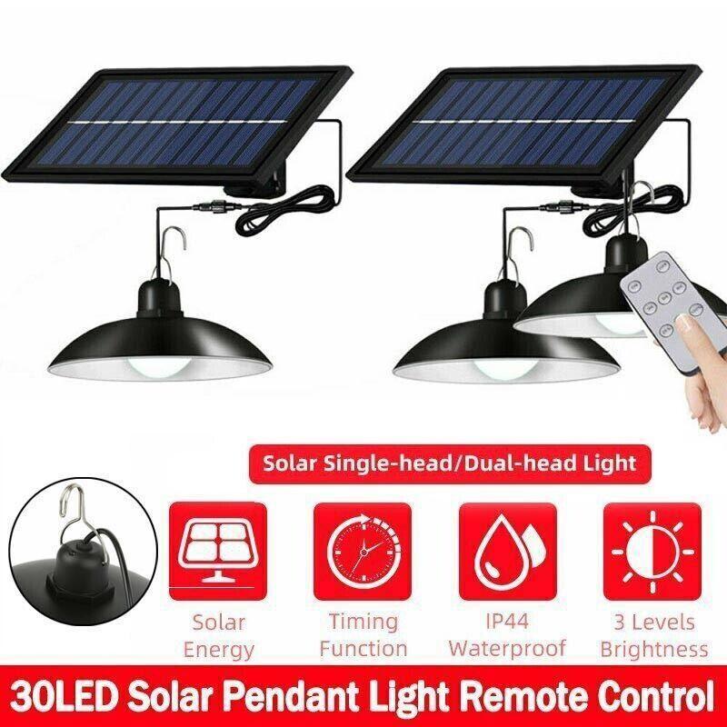 V528-HANGINGLIGHT-2HEAD-428220-202509301818-00 Solar Led Light Hanging Pendant Indoor Outdoor Garden Yard Tent Shed Lamp Remote - Dual-Head Light - Image 1