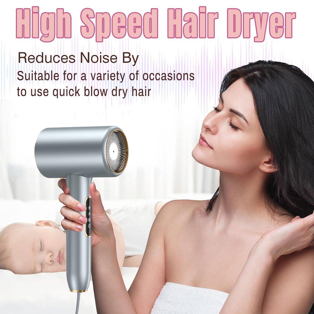 V528-HD-SILVER-REGULAR-514730-202509251211-00 Hair Dryer Lightweight Blue Ray Quiet Hair Care Dryer 2400W High Speed No-Burn - Image 1