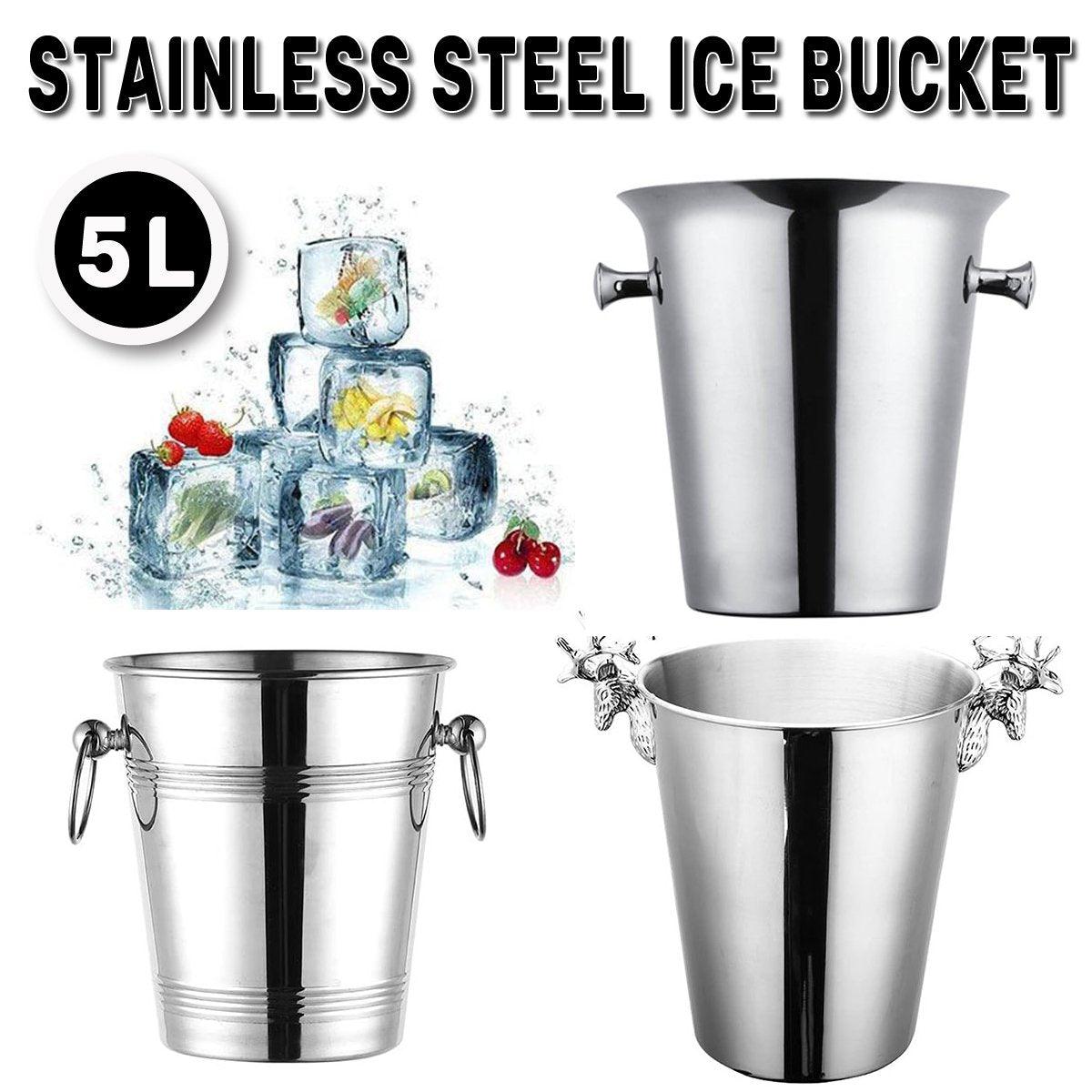 V528-ICE-BUCKET-MOOSE-741574-202509302100-00 5L Stainless Steel Ice Bucket Champagne Wine Bucket Hotel Bar Ice Container - Moose - Image 1