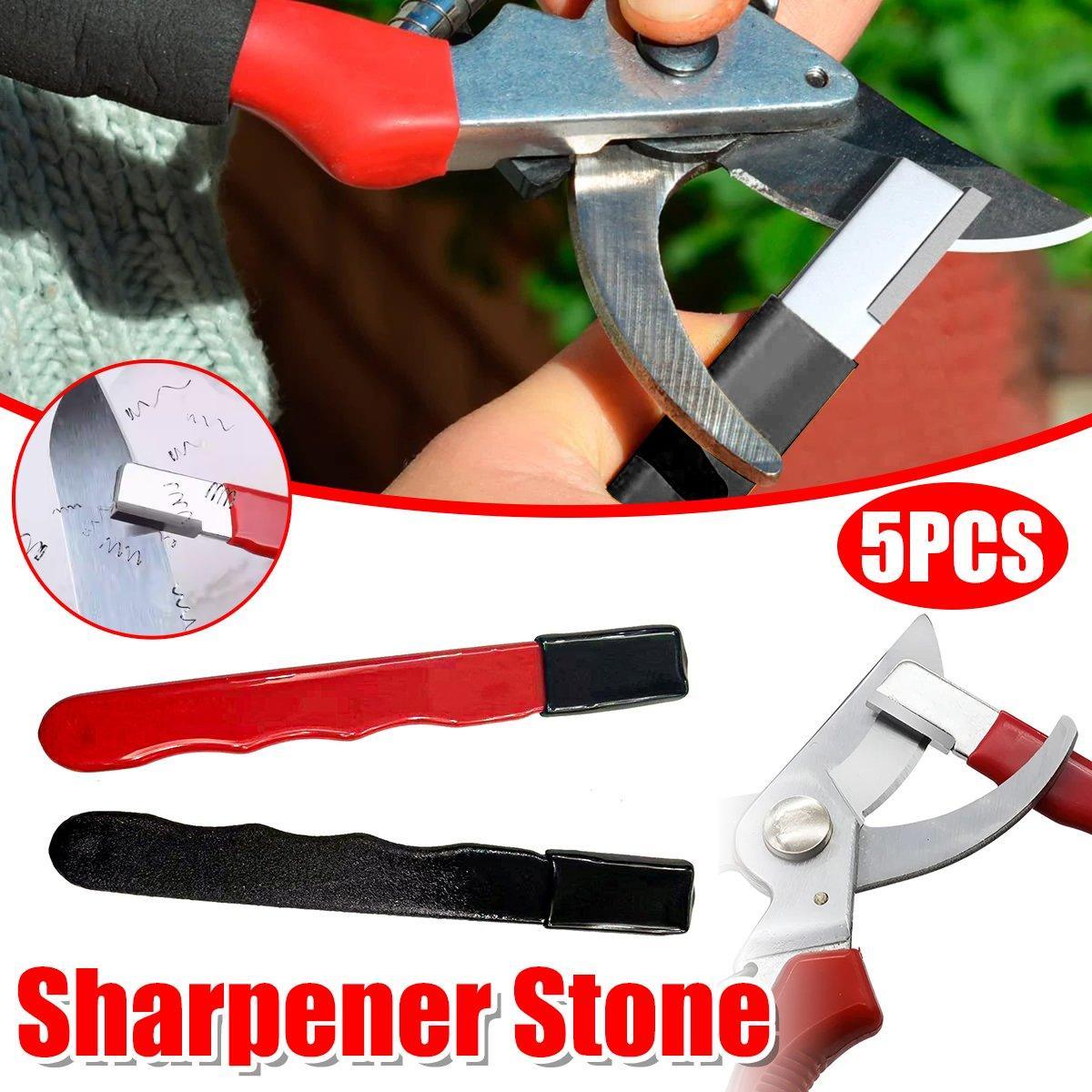 V528-KNIFE-SHARPENER-5PCS-RED-607233-202510010645-00 5pcs Handheld Garden Tool Knife Sharpener Quick Pocket Blade Carbide Sharpener - Red - Image 1