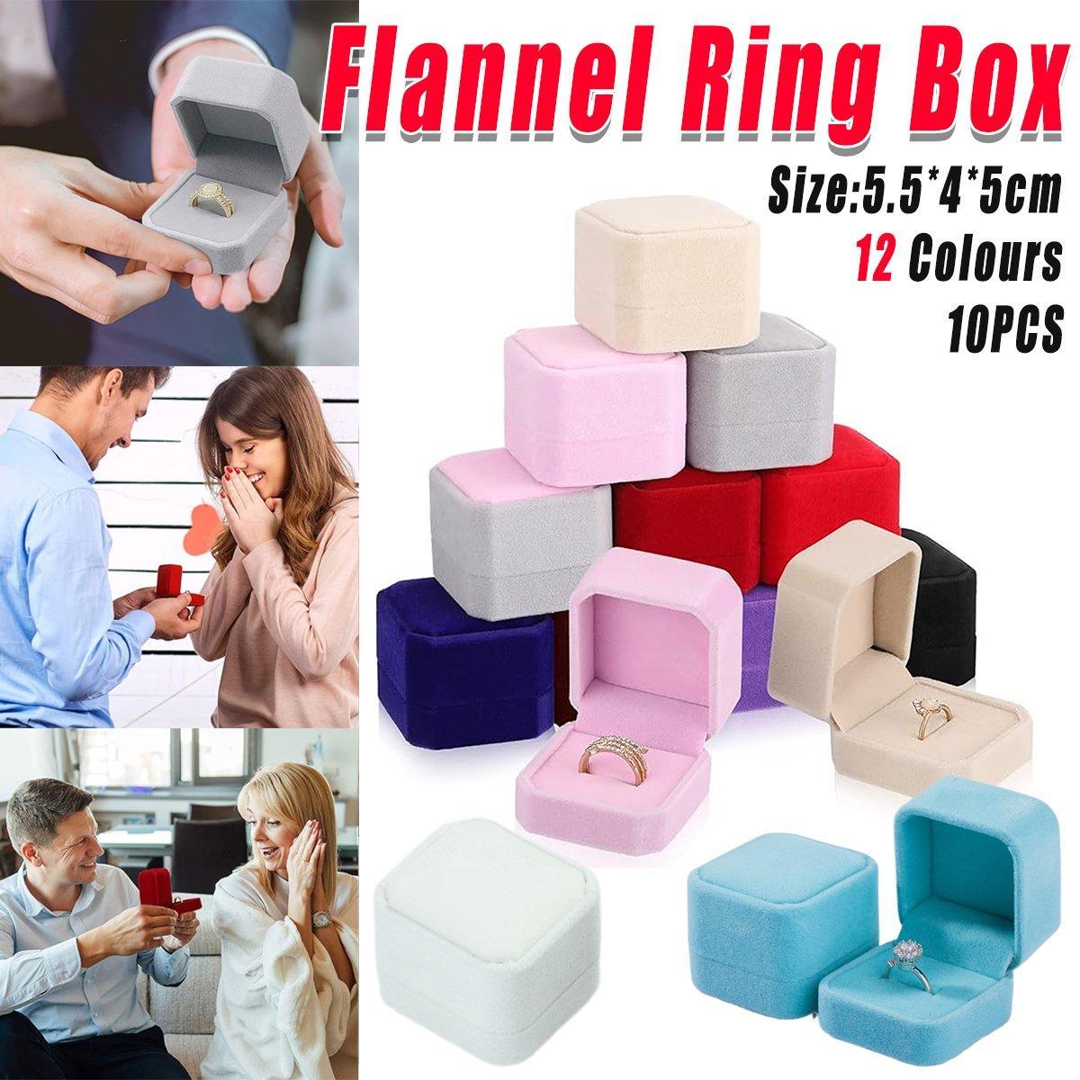 V528-LANNEL-BOX-10PCS-PINK-GREY-325621-202509301954-00 10X Flannel Ring Jewelry Earring Ring Jewelry Boxes Exquisite Gift Organizer - Pink Grey - Image 1