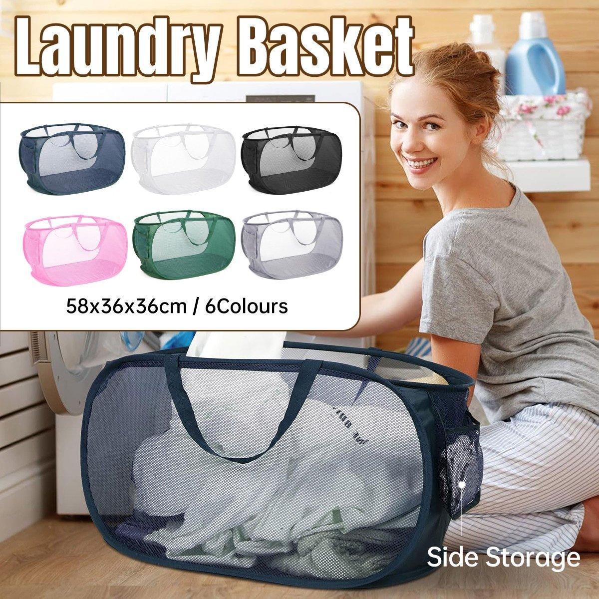 V528-LAUNDRY-BASKET-NAVY-613438-202509302000-00 Large Folding Laundry Basket Collapsible Storage Organizer Dirty Clothes Hamper - Navy - Image 1