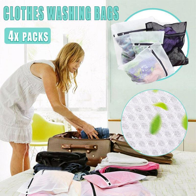 V528-LAUNDRYBAG-2SW-BLACKWHITE-566979-202509251352-00 Essential Travel Wash Bag Set for Delicate Clothing – 4 Pack Mesh Bags - Image 1