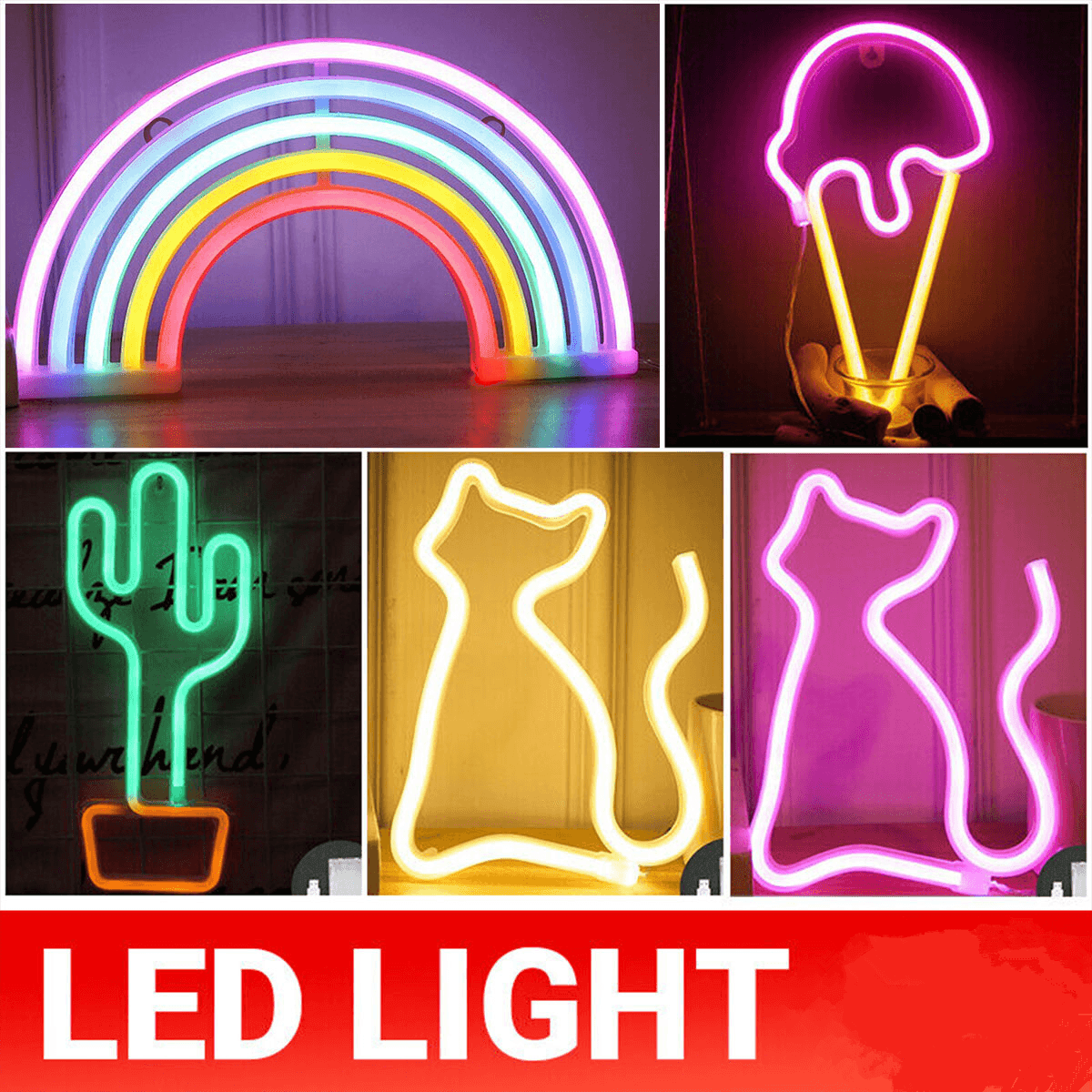 V528-LEDLIGHT-RAINBOW-100714-202510011145-00 LED Rainbow Neon Light Lamp for Bedside Night Room Wall Home Decoration - Rainbow - Image 1
