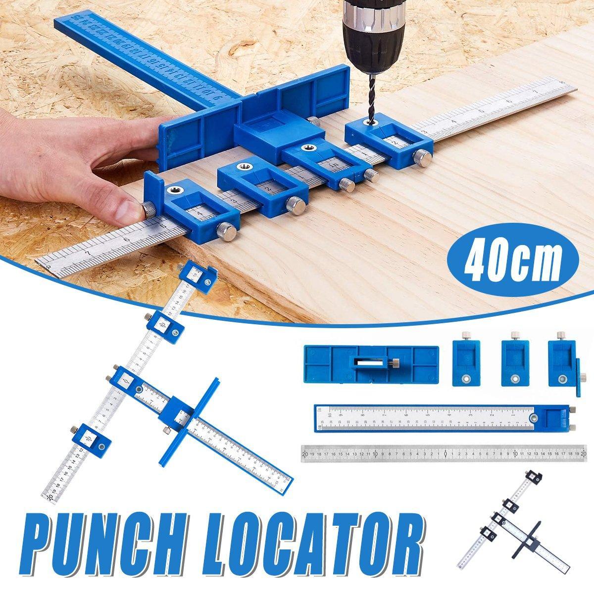 V528-LOCALIZER-BLUE-695969-202509301354-00 Furniture Carpentry Drill Guide Punch Locator Woodworking Hole Locator Ruler - Blue - Image 1