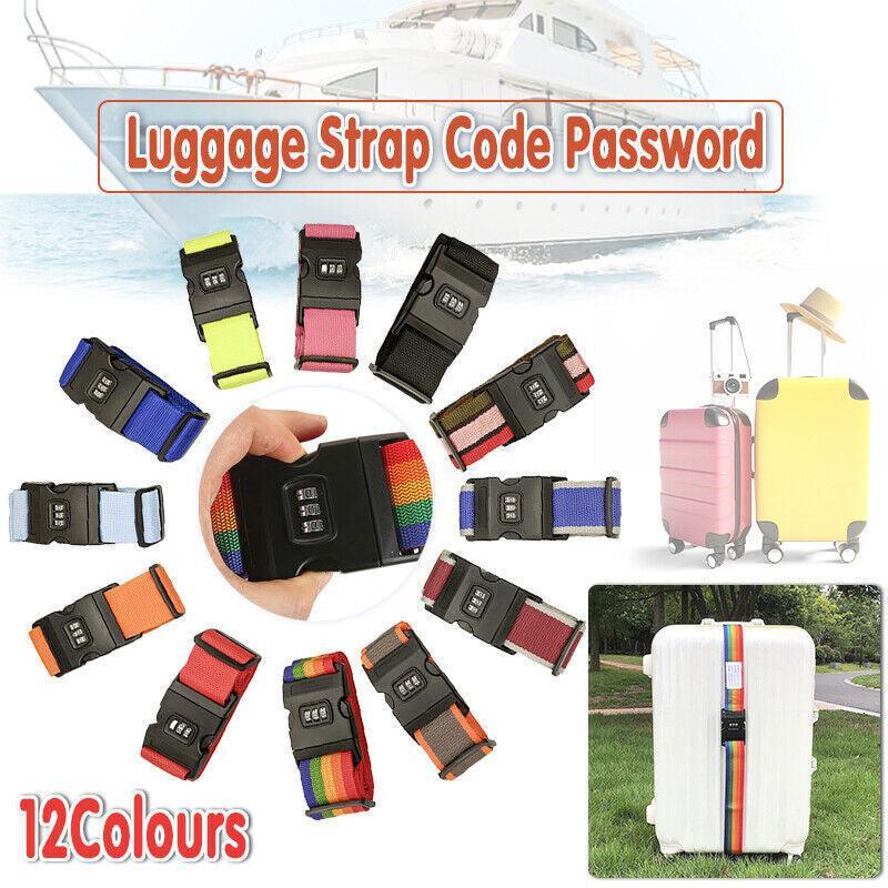 V528-LUGGAGESTRAP-GREYBLUE-834959-202510010300-00 Luggage Strap Code Password Travel Suitcase Secure Lock Safe Nylon Packing Belt - Blue+Grey - Image 1