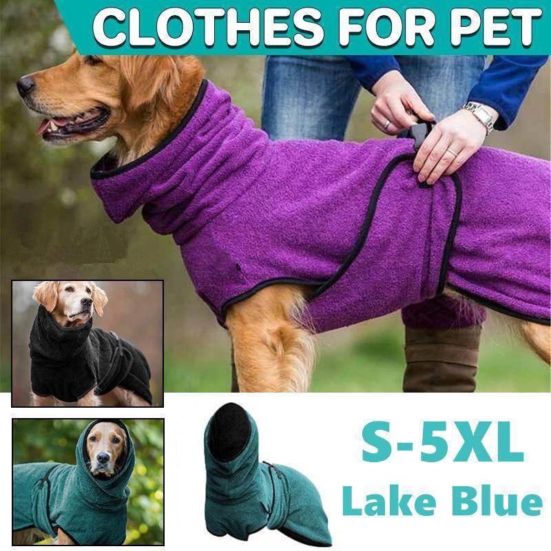 V528-MH00376-LAKEBLUE-4XL-916463-202510011045-00 Dog Puppy Hoodies Jacket Solid Coat Pet Winter Soft Warm Clothes S-5XL Lake Blue - 4XL - Image 1