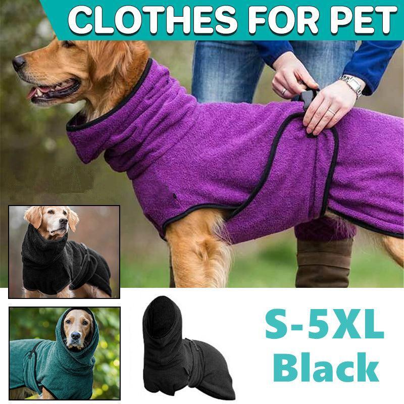 V528-MH00382-BLACK-2XL-276629-202509302136-00 Dog Puppy Hoodies Jacket Solid Coat Pet Winter Soft Warm Clothes S-5XL Black - 2XL - Image 1