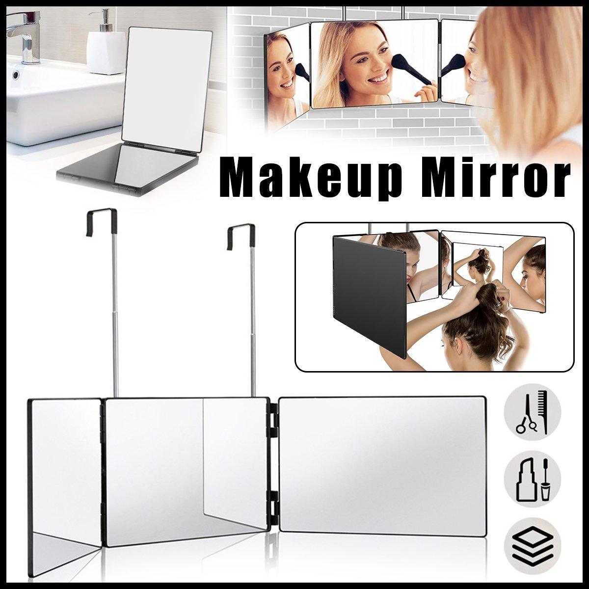 V528-MIRROR-BLACK-899122-202509291518-00 3Way Makeup Mirror for Hair Cutting Styling Hanging Beauty Tool Adjustable - Image 1