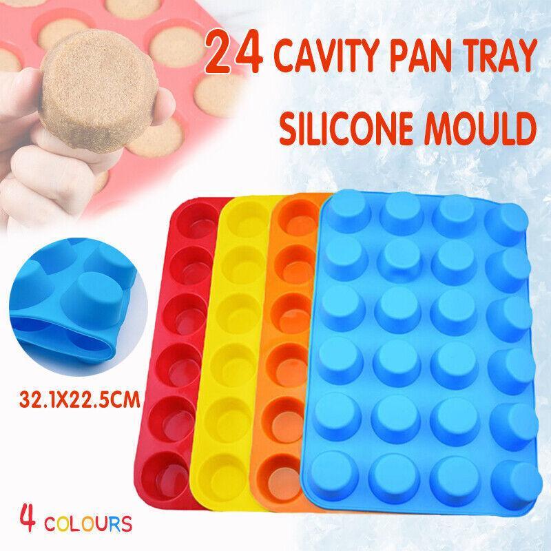 V528-MOULD-RED-25780-202509291909-00 24 Cavity Pan Tray Silicone Mini Cupcake Cookie Baking Mold Au - Red - Image 1