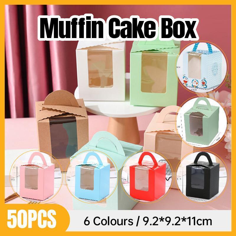 V528-MUFFIN-CASE-50PCS-BLUE-723301-202510010237-00 50 Pack Premium Cupcake Boxes with Window Thickened Cardboard Muffin Holders - Blue - Image 1