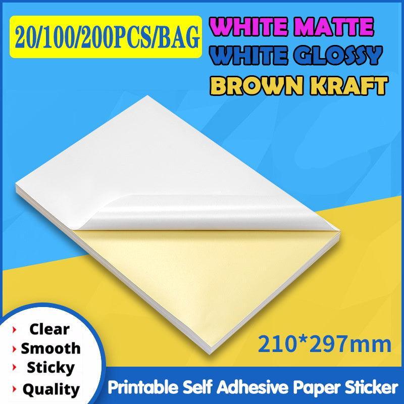 A4 Self Adhesive Sticker Paper Sheet Label Laser Inkjet Print Mailing Address - White Matte 3x9 *100 PCS
