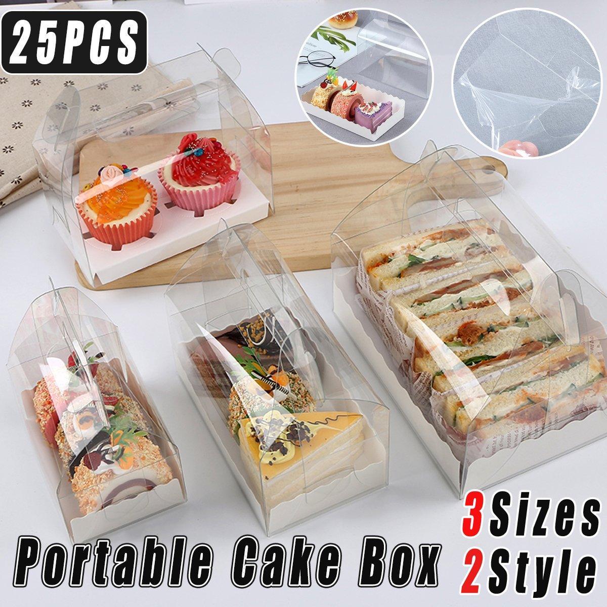 V528-PASTRY-BOX-25PCS-M-ROUND-660607-202509302245-00 25pcs Transparent Portable Baking Box for Lasagna Mousse Cake Western Point Food - M(Round Holle Tray) - Image 1