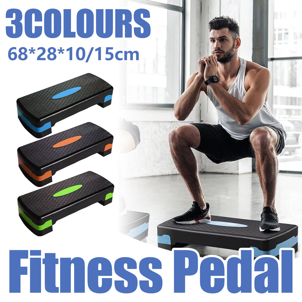 V528-PEDAL-GREEN-343875-202509302255-00 Adjustable Aerobic Step Platform Plastic Fitness Stepper for Workout Training - Green - Image 1
