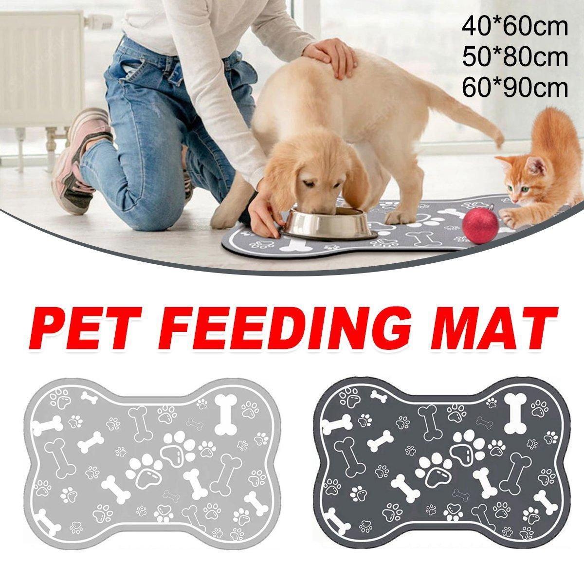 V528-PET-FEEDING-MAT-BLACK-40-60-666269-202510010427-00 Pet Feeding Mat Non-slip Diatom Mud Absorbent Dirt-resistant Waterproof Placemat - Black-40x60cm - Image 1