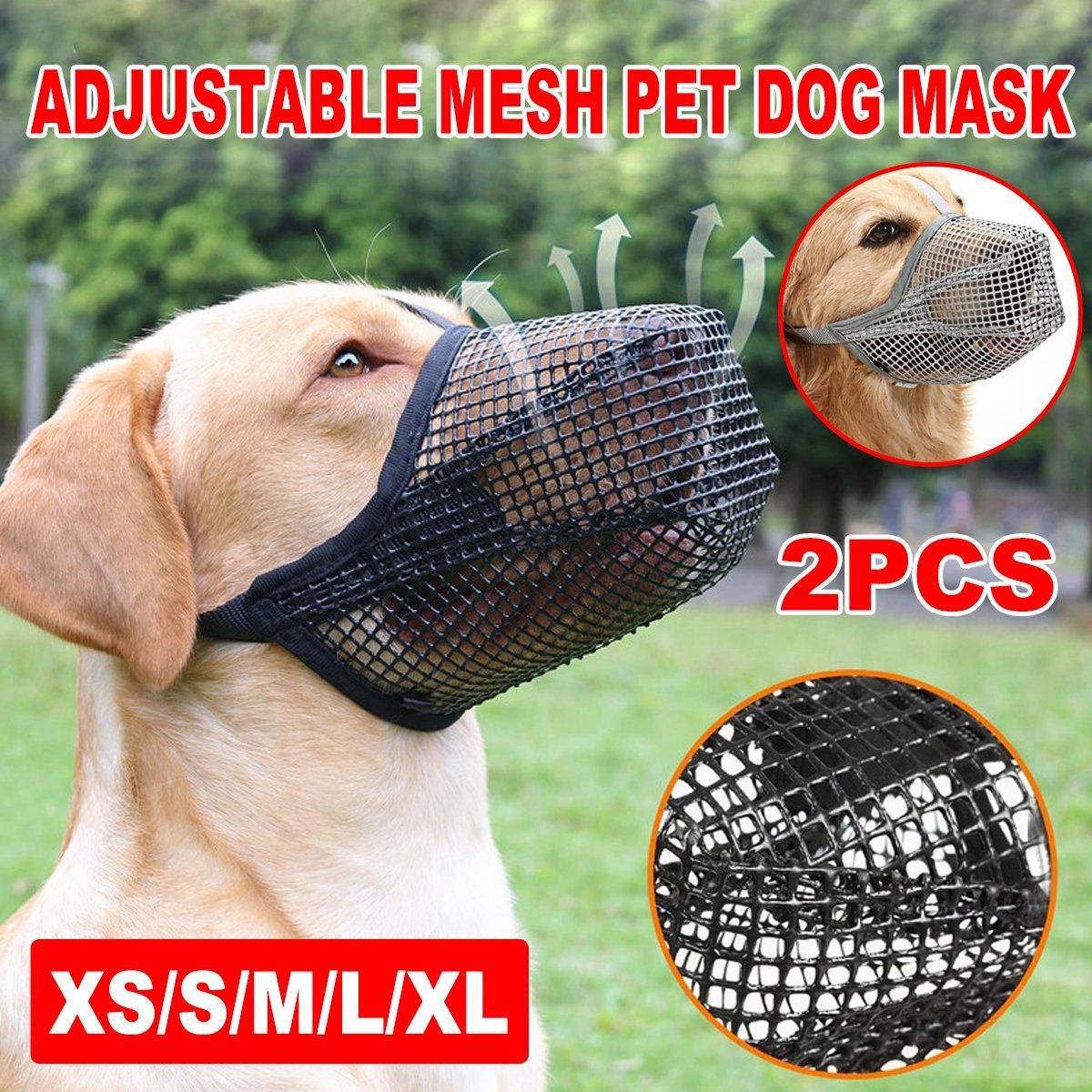 V528-PET-MUZZLE-BLACK-2PCS-S-571590-202510010836-00 2PCS Adjustable Mesh Pet Dog Muzzle Mask Mouth Cover No Bite Strap Mouth Cover - Black-S - Image 1