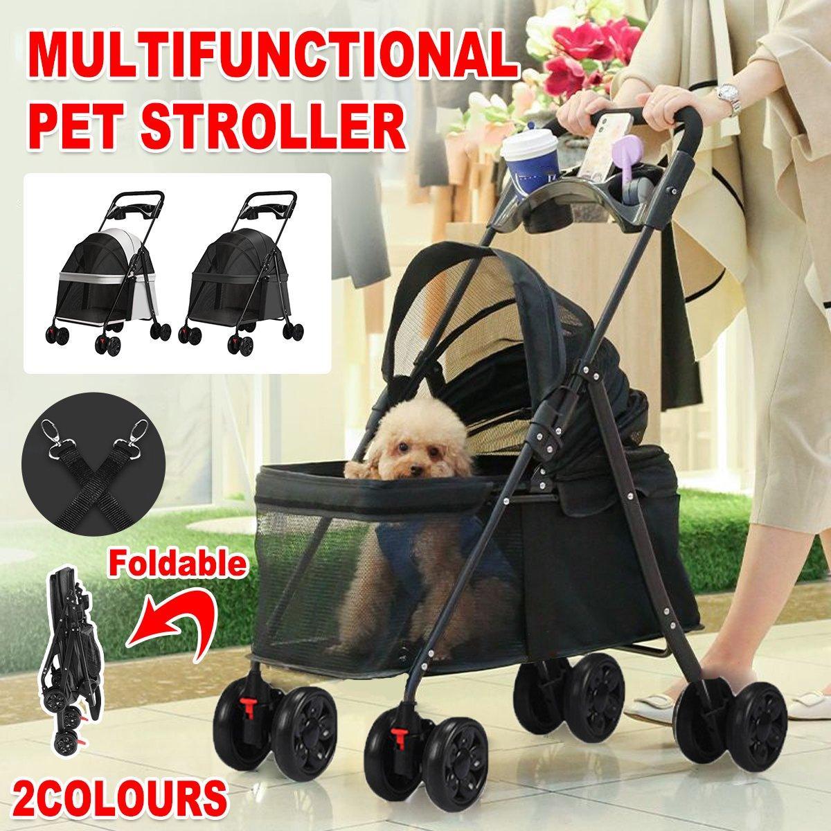 V528-PET-STROLLER-BLACK-853276-202510010909-00 Lightweight Pet Stroller for Cats and Small Dogs Easy Fold Portable Travel Use - Black - Image 1