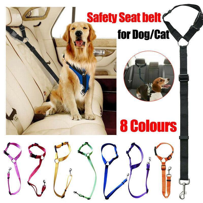 V528-PETSAFETYSEAT-YELLOW-53226-202509302009-00 Adjustable Pet Dog Car Clip Lead Harness Strap for Vehicle Travel Restraint Use - Yellow - Image 1