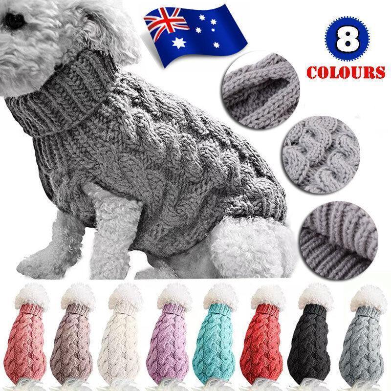 V528-PETSWEATER-BEIGE-L-91062-202510010000-00 Puppy Dog Jumper Winter Warm Knitted Sweater Pet Clothes Small Dogs Coat Thermal L Size - Beige - Image 1