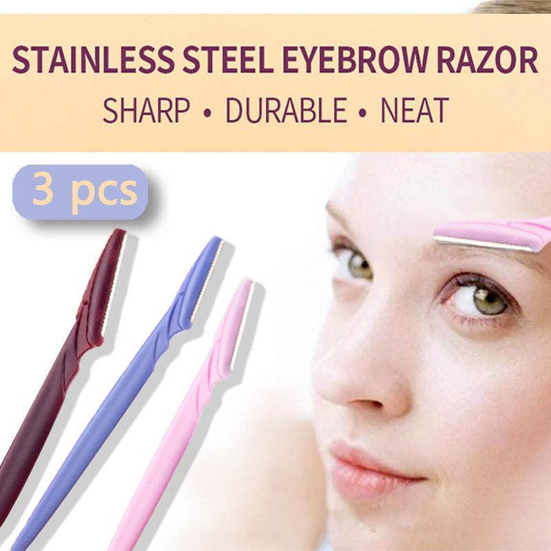 V528-PINKBLUEBROWNQTY-3PCS92493-202509291554-00 Eyebrow Razor Trimmer Shaver Facial Blade Shave Shaper Hair Remover Women Eye - Image 1