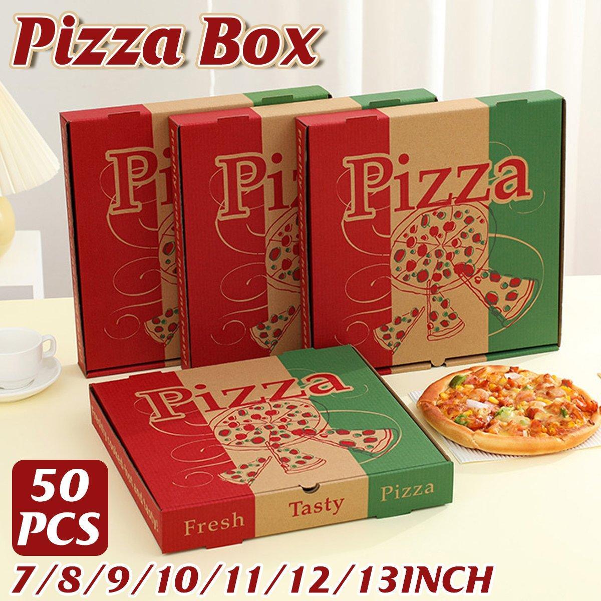 V528-PIZZA-BOX-50PCS-12INCHES-583962-202510010836-00 50pcs Pizza Packing Boxes Folding Box Durable Food Storage Containers Colourful - 12inch - Image 1