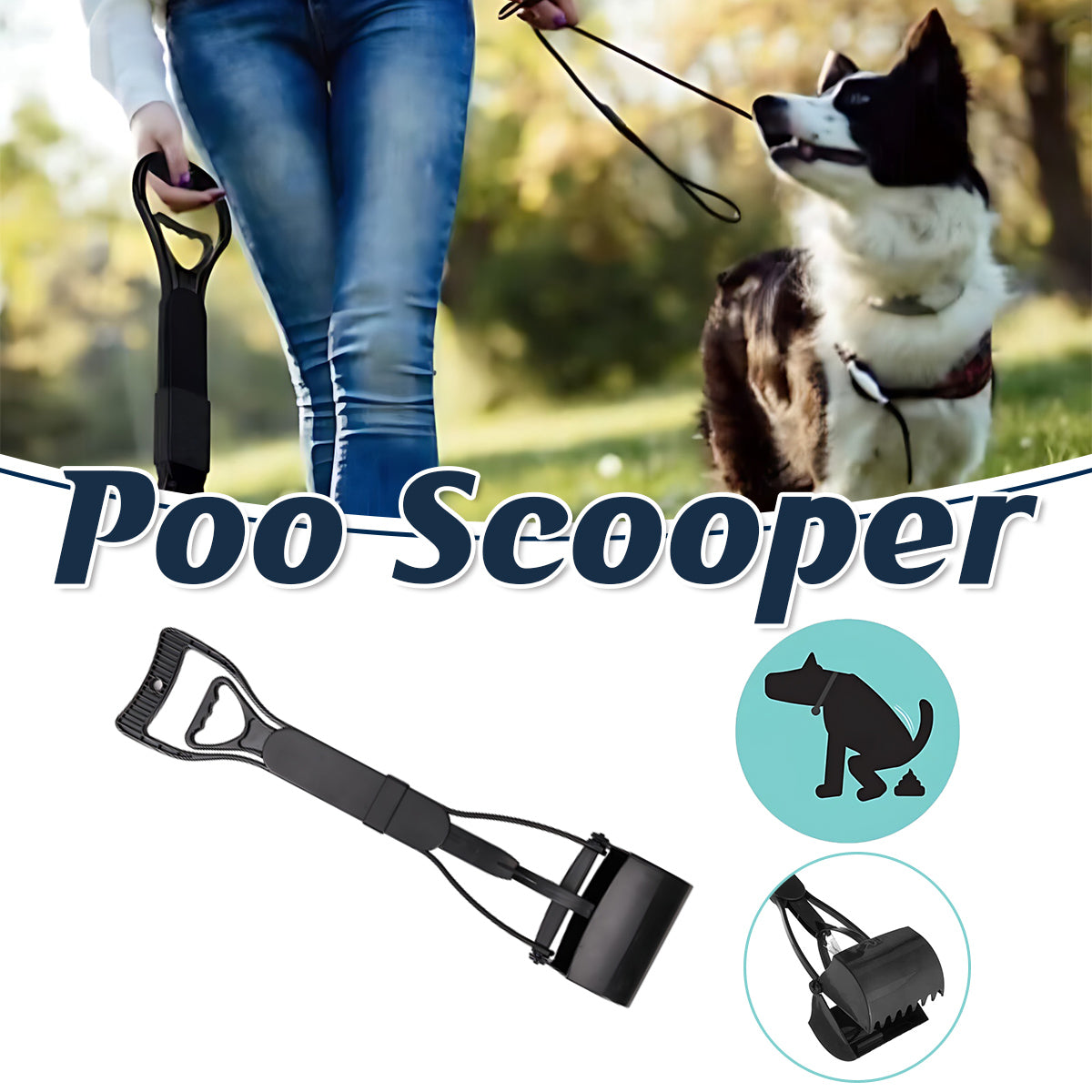 V528-POOSCOOPER-202509251315-00 Long Handle Pet Pooper Scooper with Clamping Jaw for Dog Waste Pickup Outdoor Use - Image 1