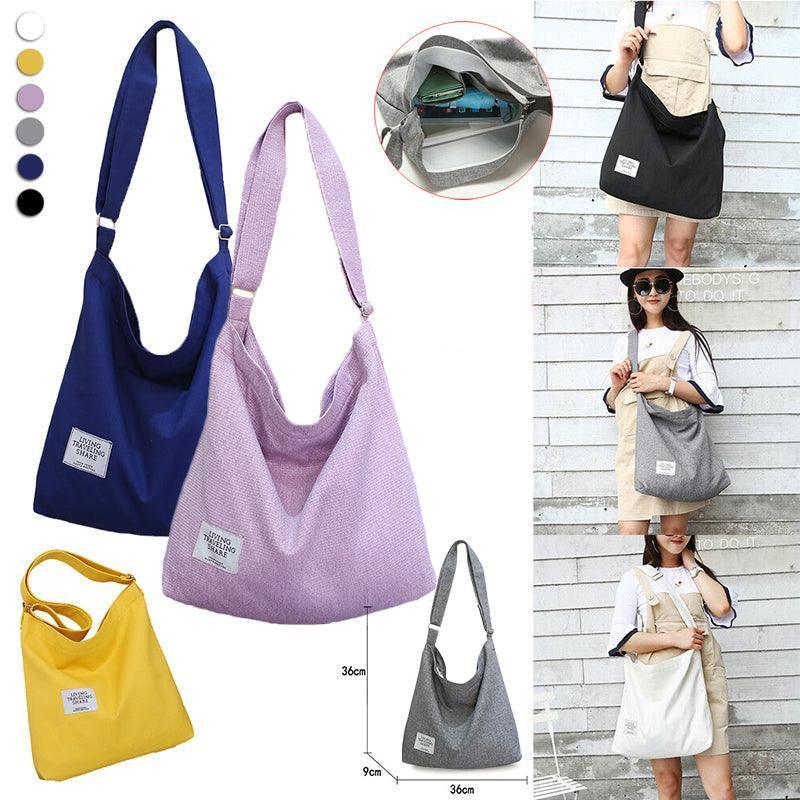 V528-PY0329-NAVYBLUE-358306-202509301754-00 Womens Large Canvas Handbag Ladies Travel Messenger Shoulder Bag Hobo Tote Purse - Dark Blue - Image 1